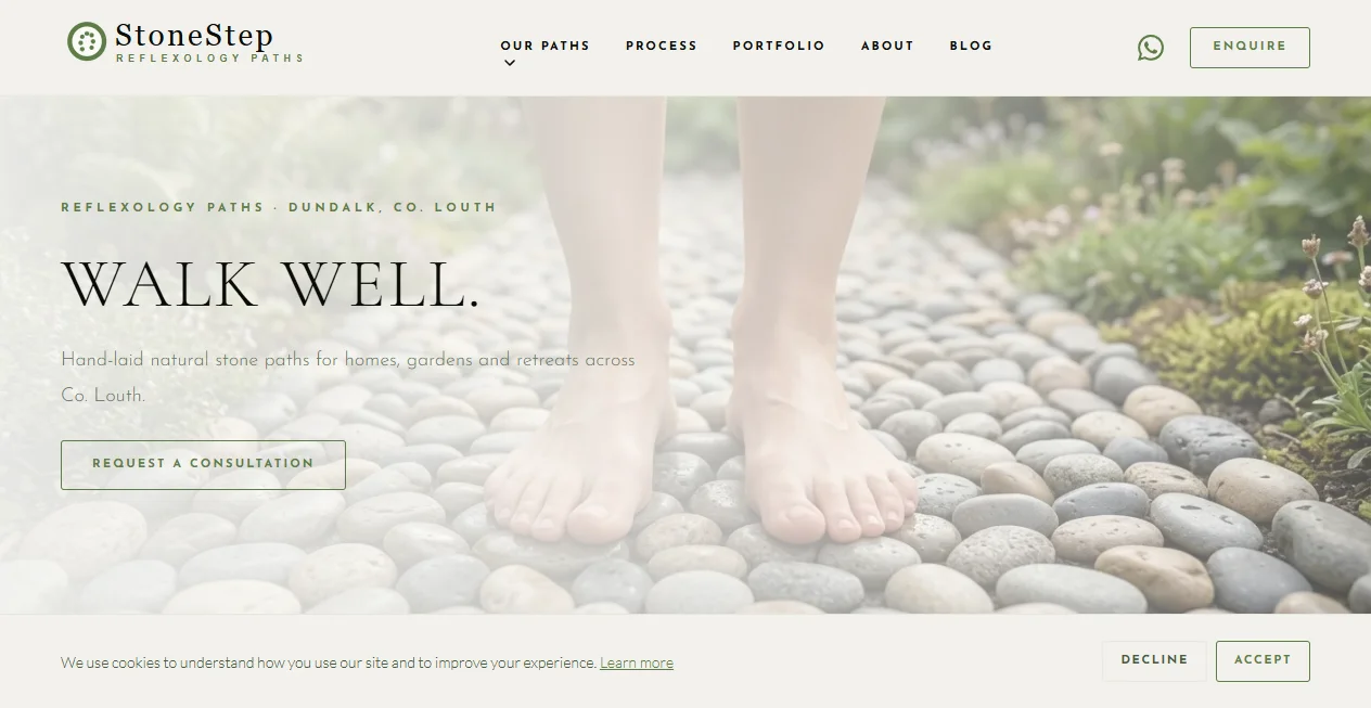 Screenshot of StoneStep Reflexology Paths website